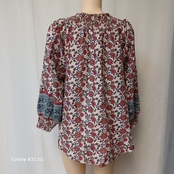 C&C California Red Ruffled Blouse with 3/4 Sleeves Size L - Picture 7 of 12